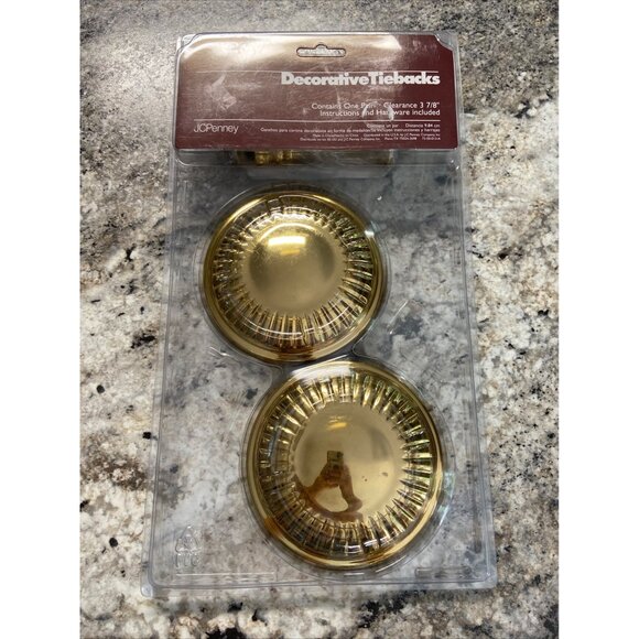 Vintage Brass Curtain Tiebacks JC Penney Mid Century Modern Style 3 7/8 in - Picture 1 of 4